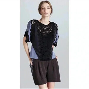 NEW Rebecca Taylor Sequins Silk Tuxedo Pockets Shorts Sz 4